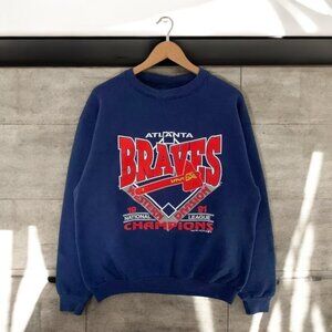 Atlanta Braves Baseball Champions Retro Style Navy Sweatshirt Men Women